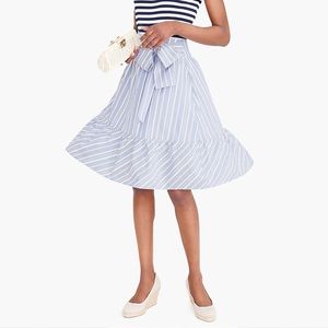 JCrew Light Blue&White Skirt with Tie&Flounced Hem